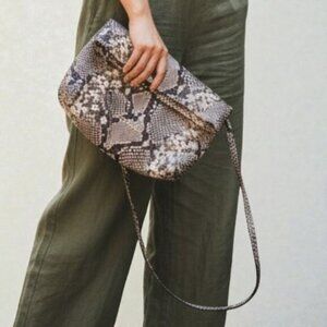 Michael Kors Snakeskin Leather Convertable Clutch Shoulder Bag NWOT